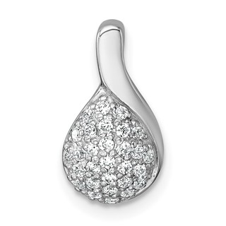 Sterling Silver Rhodium-plated Polished Fancy Teardrop CZ Chain Slide Pendant