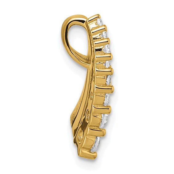 Sterling Silver Gold-tone Black Enamel and CZ Chain Slide Pendant