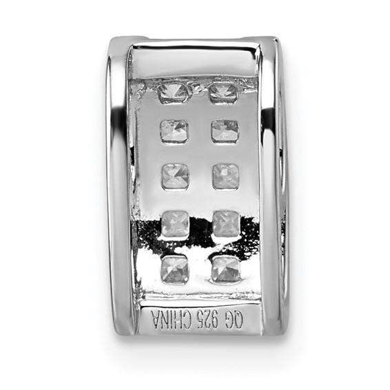 Sterling Silver Rhodium-plated Pave CZ Rectangle Chain Slide Pendant