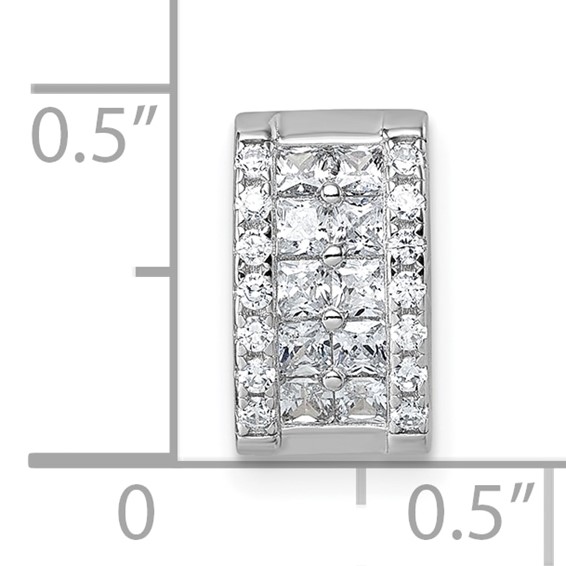 Sterling Silver Rhodium-plated Pave CZ Rectangle Chain Slide Pendant