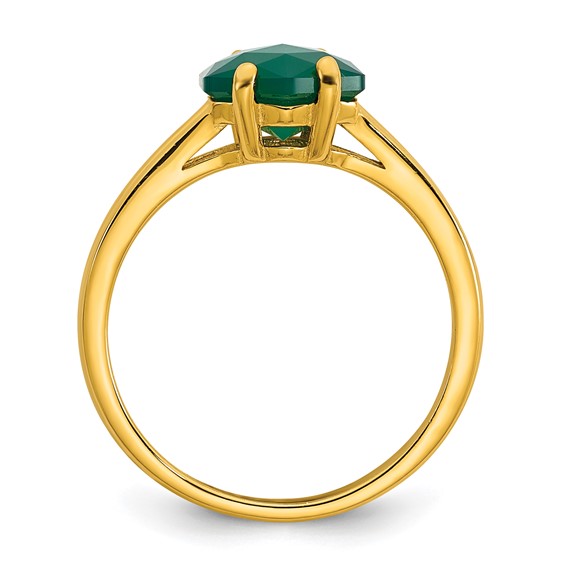 Sterling Silver Gold-tone Polished Hexagon Green Chalcedony Size 6 Ring