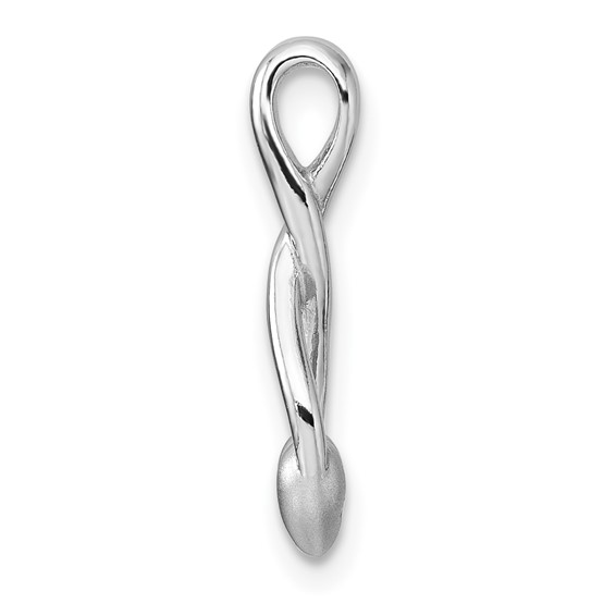 Sterling Silver Rhodium-plated Polished and Brushed Fancy Teardrop Heart Chain Slide