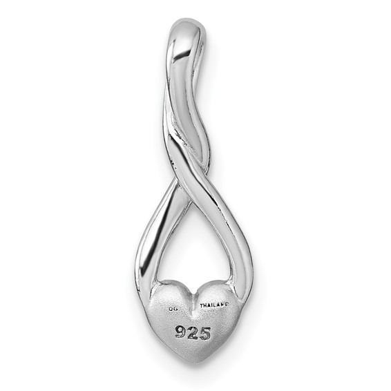 Sterling Silver Rhodium-plated Polished and Brushed Fancy Teardrop Heart Chain Slide