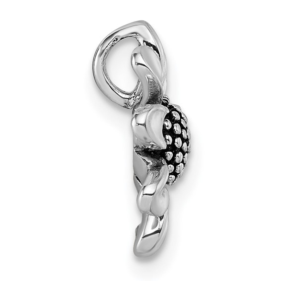 Sterling Silver Rhodium-plated Antiqued Sunflower Chain Slide Pendant