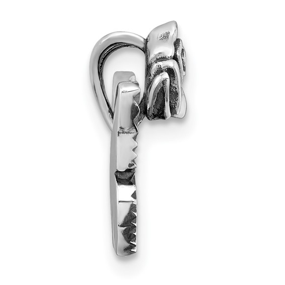 Sterling Silver Antiqued Textured Butterfly With Flower Pendant