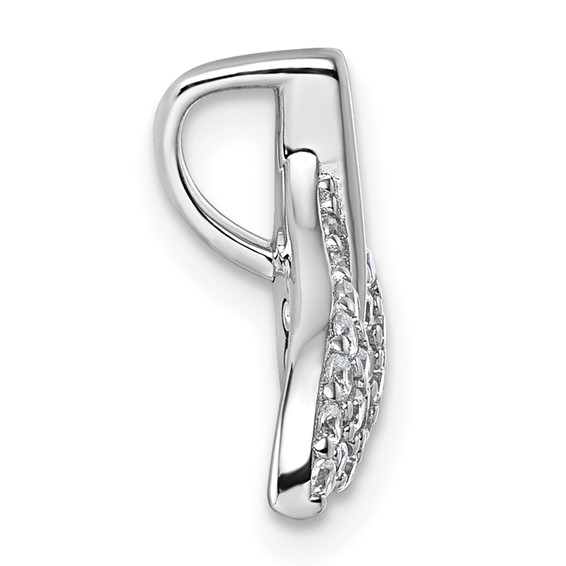 Sterling Silver Rhodium-plated CZ Whale Tail Pendant