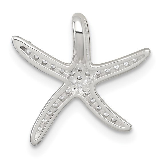 Sterling Silver Polished CZ Starfish Chain Slide Pendant