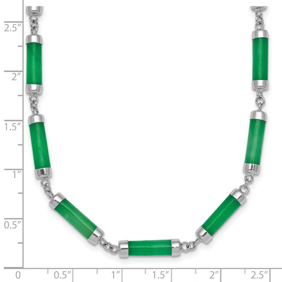 Sterling Silver Rhodium-plated Polished Jade Bars 16.75 Inch with 0.5 Inch Extension Necklace