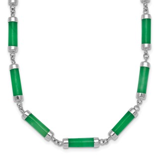 Sterling Silver Rhodium-plated Polished Jade Bars 16.75 Inch with 0.5 Inch Extension Necklace