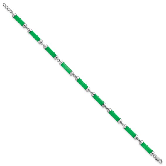 Sterling Silver Rhodium-plated Polished Jade Bars 8 Inch Bracelet