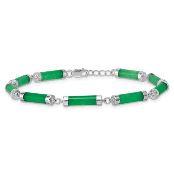 Sterling Silver Rhodium-plated Polished Jade Bars 8 Inch Bracelet