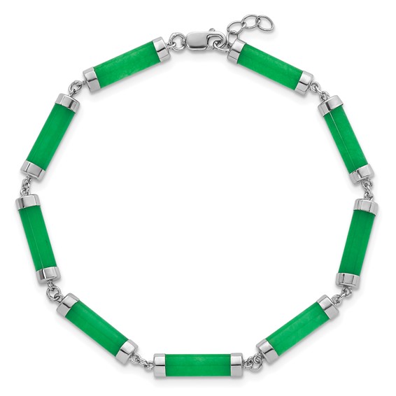 Sterling Silver Rhodium-plated Polished Jade Bars 8 Inch Bracelet