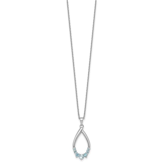 Sterling Silver Gemstone Teardrop Necklace