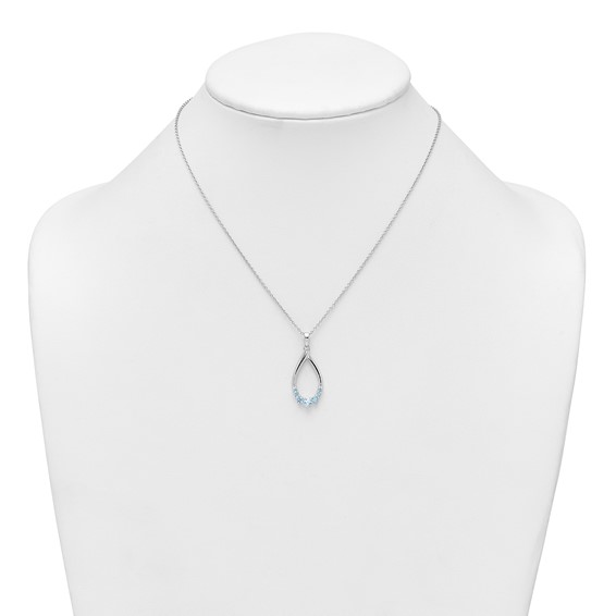 Sterling Silver Gemstone Teardrop Necklace