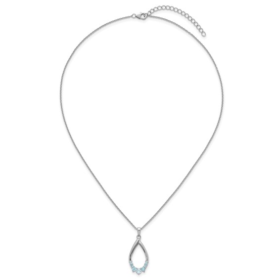 Sterling Silver Gemstone Teardrop Necklace