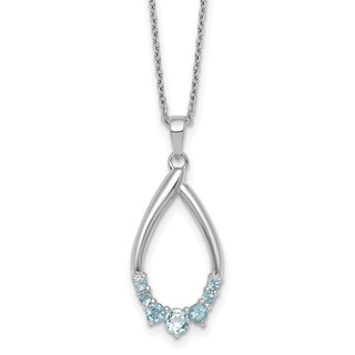 Sterling Silver Gemstone Teardrop Necklace