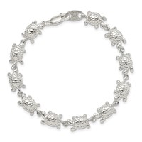 Sterling Silver Turtles Bracelet - 7in view 3