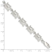 Sterling Silver Turtles Bracelet - 7in view 4