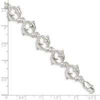Sterling Silver Polished Dolphins Bracelet, 7" view 4