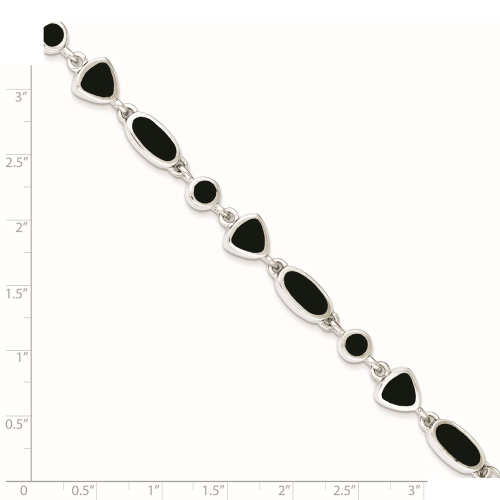 Sterling Silver Rhodium-plated Onyx Bracelet (QG912-8)