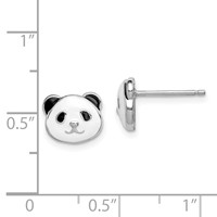 Sterling Silver Madi K Rhodium-plated Polished Enameled Black and White Panda Post Earrings view 4