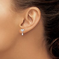 Sterling Silver Madi K Rhodium-plated Polished CZ Heart Post Dangle Earrings view 3