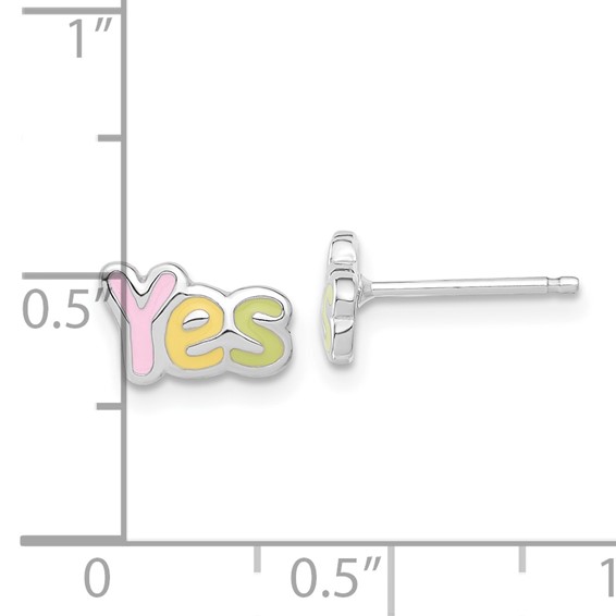 Sterling Silver Madi K Enameled YES Post Earrings