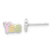 Sterling Silver Madi K Enameled Yes Post Earrings view 1