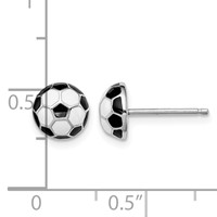 Sterling Silver Madi K Rhodium-plated Polished Enameled Black and White Soccer Ball Post Earrings view 4