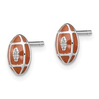 Sterling Silver Madi K Rhodium-plated Polished Enameled Brown Football Post Earrings view 2