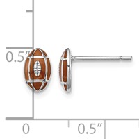 Sterling Silver Madi K Rhodium-plated Polished Enameled Brown Football Post Earrings view 4
