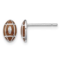 Sterling Silver Madi K Rhodium-plated Polished Enameled Brown Football Post Earrings view 1