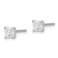 Sterling Silver Madi K Rhodium-plated Polished 4mm Square CZ Stud Earrings view 2