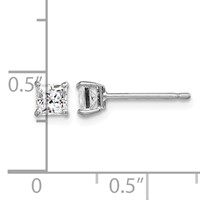 Sterling Silver Madi K Rhodium-plated Polished 4mm Square CZ Stud Earrings view 4