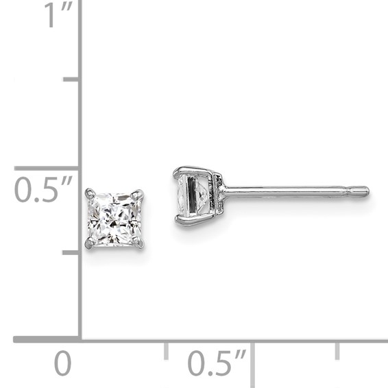 Sterling Silver Rhodium-plated Madi K ®  CZ Stud Earrings          