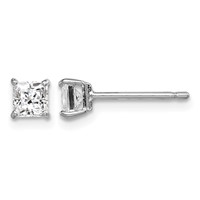 Sterling Silver Madi K Rhodium-plated Polished 4mm Square CZ Stud Earrings view 1