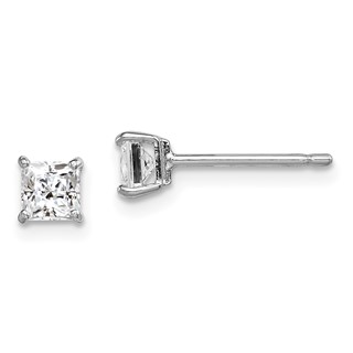 Sterling Silver Rhodium-plated Madi K ®  CZ Stud Earrings          