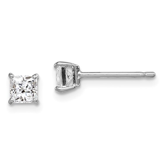 Sterling Silver Rhodium-plated Madi K ®  CZ Stud Earrings          