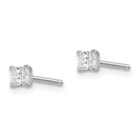 Sterling Silver Madi K Rhodium-plated Polished 3mm Square CZ Stud Earrings view 2