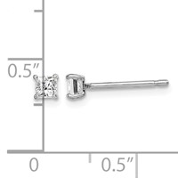 Sterling Silver Madi K Rhodium-plated Polished 3mm Square CZ Stud Earrings view 4