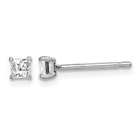 Sterling Silver Madi K Rhodium-plated Polished 3mm Square CZ Stud Earrings view 1