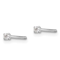 Sterling Silver Madi K Rhodium-plated 2mm Round CZ Stud Earrings view 2