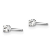 Sterling Silver Madi K Rhodium-plated 2.5mm Round CZ Stud Earrings view 2
