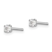 Sterling Silver Madi K Rhodium-plated 3mm Round CZ Stud Earrings view 2