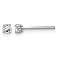Sterling Silver Madi K Rhodium-plated 3mm Round CZ Stud Earrings view 1