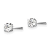 Sterling Silver Madi K Rhodium-plated 4mm Round CZ Stud Earrings view 2