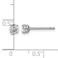 Sterling Silver Madi K Rhodium-plated 4mm Round CZ Stud Earrings view 4