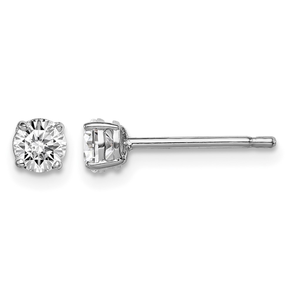 Sterling Silver Madi K Rhodium-plated 4mm Round CZ Stud Earrings