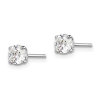 Sterling Silver Madi K Rhodium-plated 5mm Round CZ Stud Earrings view 2