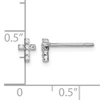 Madi K Sterling Silver Rhodium-plated CZ Cross Petite Post Earrings view 4